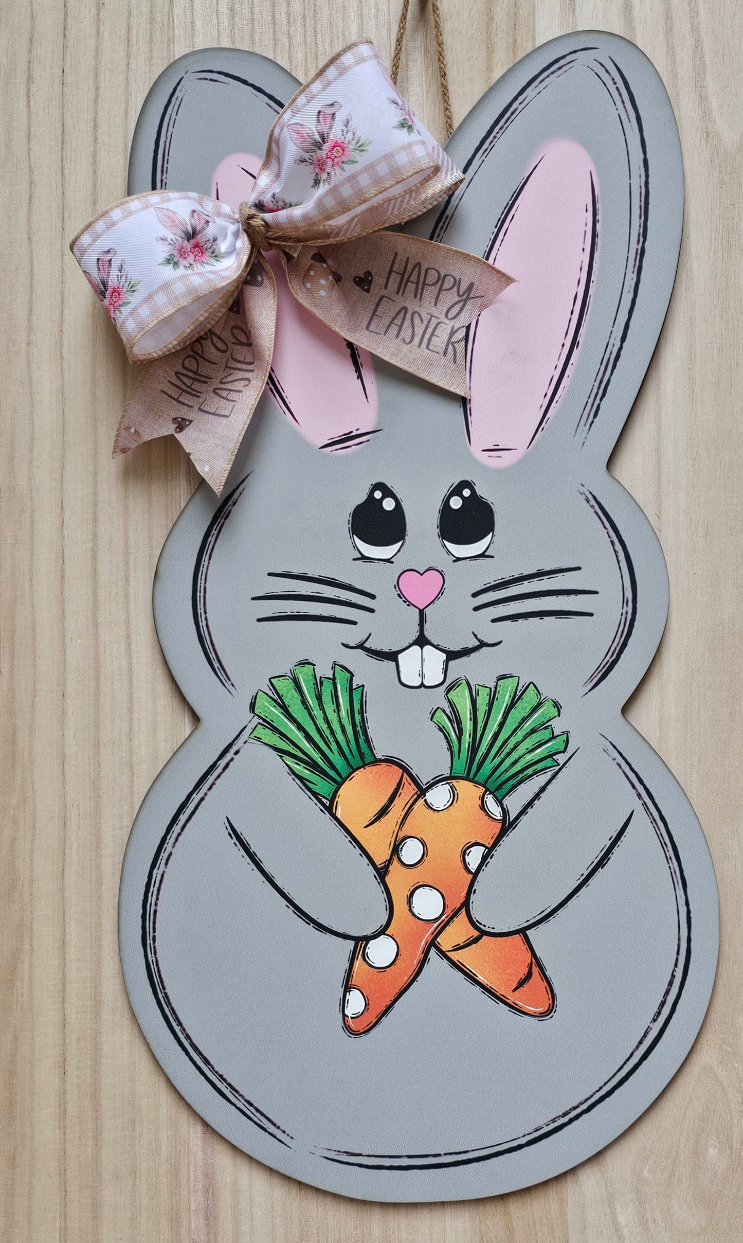 1 Gray Easter Bunny Door Hanger