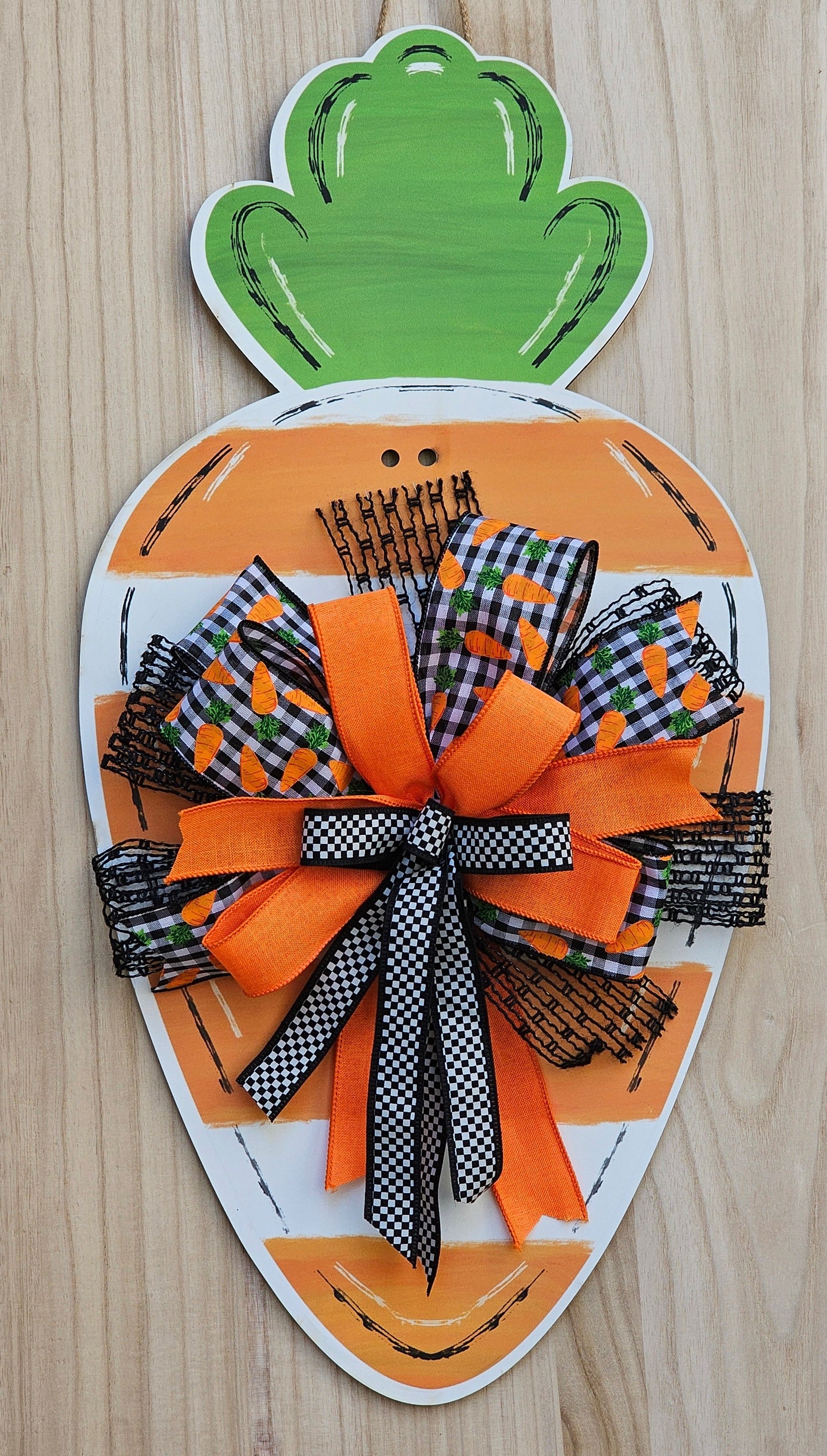 1 Easter Carrot Orange Bow Door Hanger