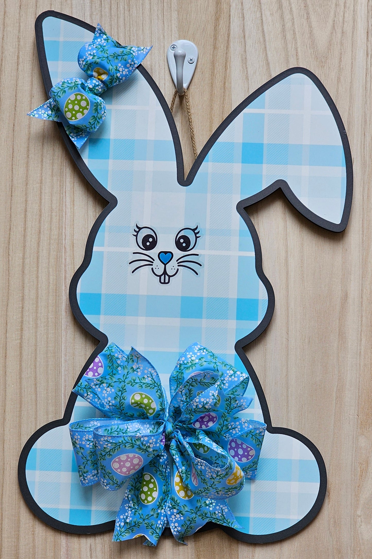 1 Decorated Blue Easter Bunny Door Hanger